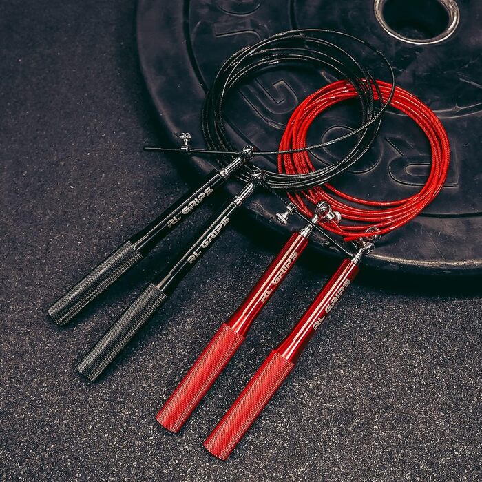 Стрибкове канат RL Grips® з алюмінієвою ручкою та антиковзким покриттям. Канат 2 мм для кардіотренувань та фітнесу (червоний)