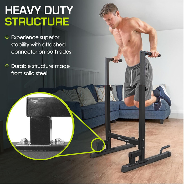 Стійка для віджимань ProsourceFit Dip Stand, важка, з'єднувач безпеки, для трицепсів, підтягувань, віджимань, L-ситів, чорна