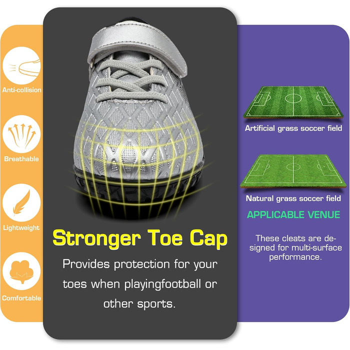 Дитячі футбольні бутси Kinder для залу та вулиці: Indoor/Outdoor, Kunstrasen, Futsal, 32 EU, Сріблясті