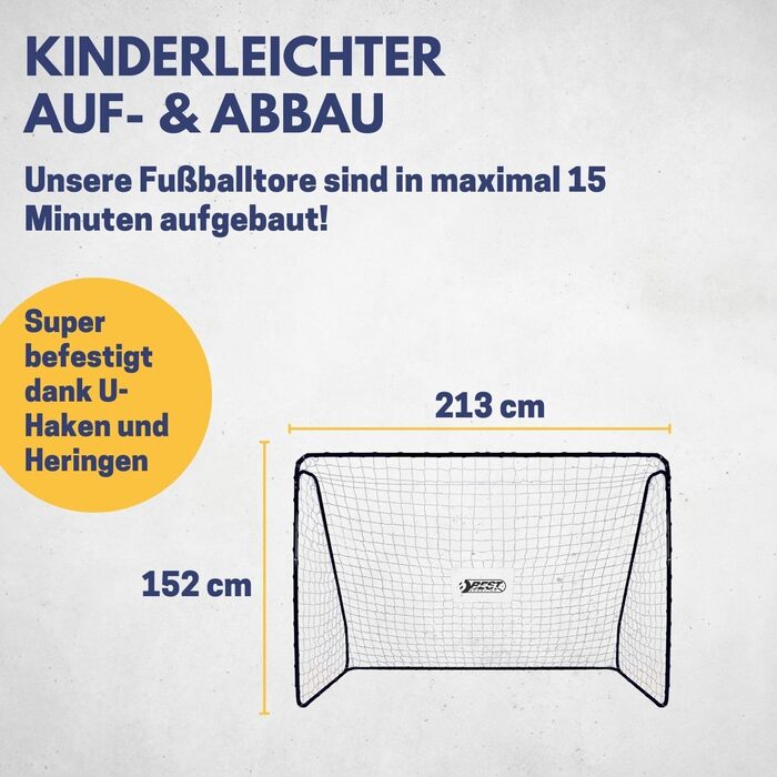 Дитячі футбольні ворота Best Sporting Fatzo 213x152 см з сіткою, мішенню та кілочками, різнокольорові