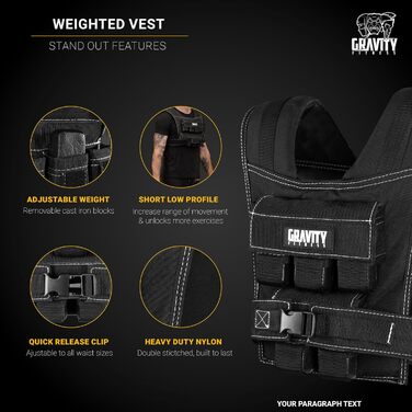 Утяжелитель Gravity Fitness 20/30 кг – регульований жилет для фітнесу, кросфіту, силових тренувань (10 кг)