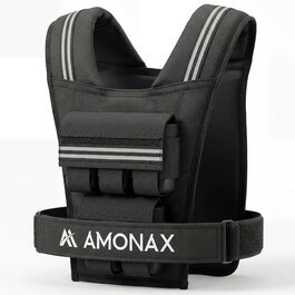 Утяжелитель Amonax 10/20/30 кг, регульований жилет для фітнесу, силових тренувань (чоловічий/жіночий), з світловідбиваючими елементами, чорний колір