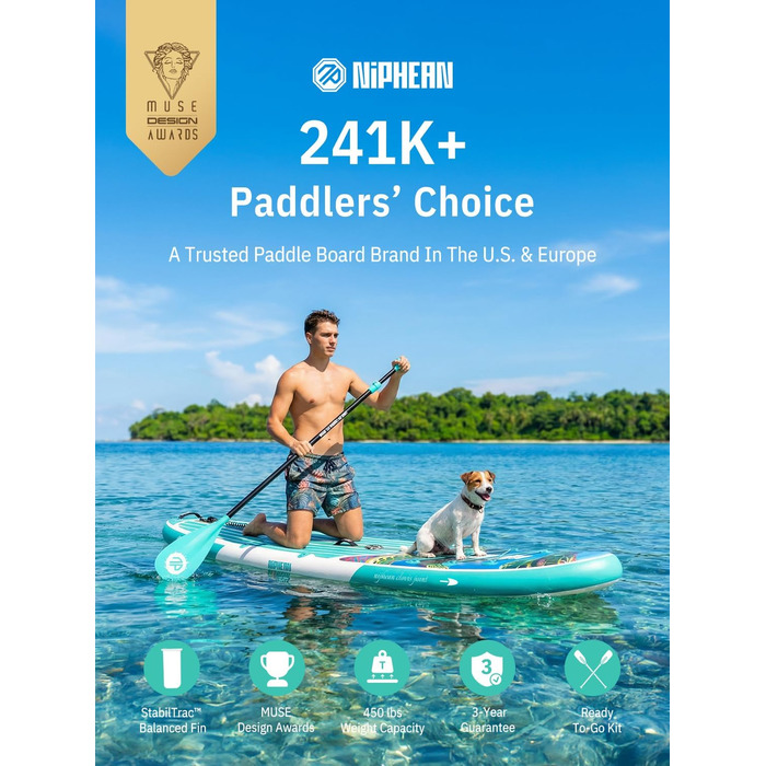 Надувне SUP-борд Niphean з сидінням та аксесуарами, 320 см, для 2 осіб, до 200 кг, для будь-якого рівня майстерності