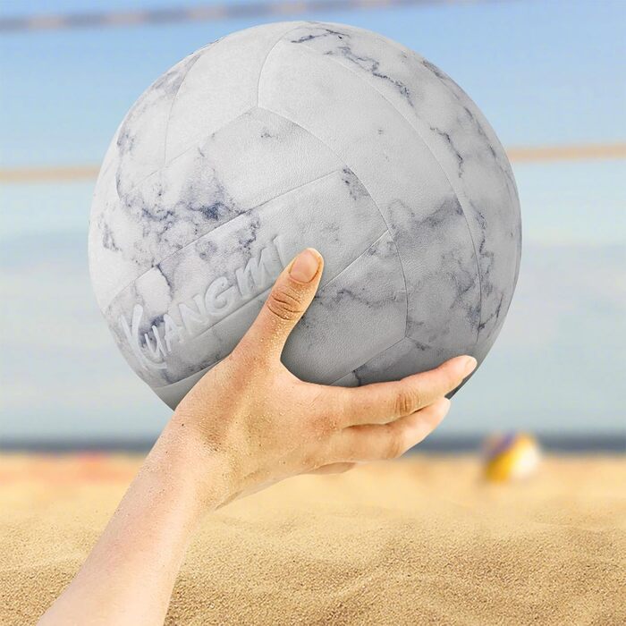 Волейбольний м'яч Kuangmi Weicher, розмір 5, для гри в приміщенні та на вулиці, спортивне тренування, пляжний м'яч для початківців, підлітків та дорослих, білий/опільний сад