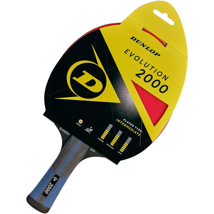 Ракетка для настільного тенісу Dunlop Evolution 3000, сертифікат ITTF, для просунутих гравців, чорна
