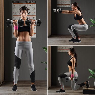 ATIVAFIT Регульована гантель 25 кг з нековзною ручкою і підставкою, компактна гантеля для жінок і чоловіків для домашнього фітнесу