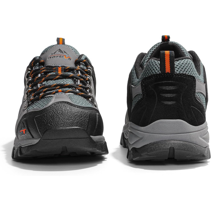 Чоловічі водонепроникні трекінгові черевики NORTIV - низькі, легкі, для хайкінгу, кемпінгу та трекінгу (41.5 EU, широкі, чорний, темно-сірий, помаранчевий матовий)