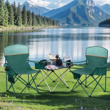 Набір з 2 туристичних стільців для кемпінгу LET'S CAMP: складні, з підстаканниками, для відпочинку на природі