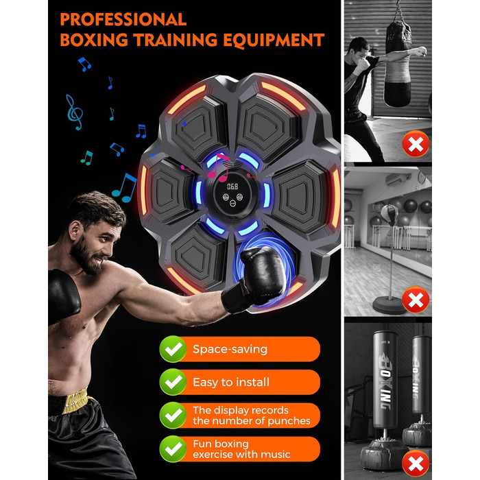 Музична боксерська машина для дорослих Snawowo - LED-дисплей, Bluetooth, 9 режимів швидкості, підрахунок ударів