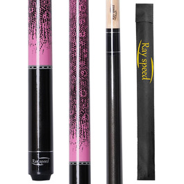 Професійний билькардний кий Ray Speed з 3D-друкованим грифом та наконечником 13 мм, для точної гри, низький кут повороту, ідеальний для (Pink)