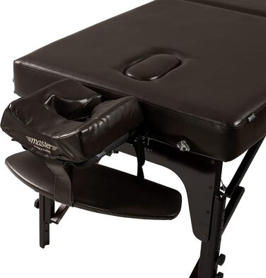 Складаний масажний стіл Master Massage Supreme 71 см з отвором для обличчя, дерев'яний, коричневий/темно-коричневий, косметологічна кушетка, терапевтичний