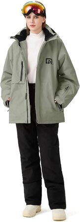 Жіночий сніговий костюм HOUZONIY: комплект куртки та штанів для сноубордингу та катання на лижах, водонепроникний, теплий, знімний капюшон, розмір M, кольори: зелений + чорний 2021