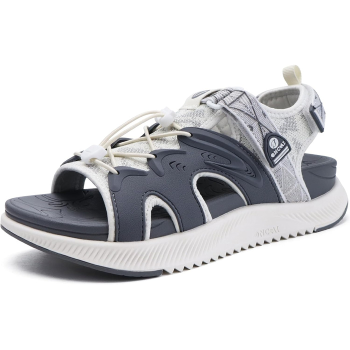 ONCAI Легкі сандалі для жінок, спортивні трекінгові сандалі з підтримкою стопи та ортопедичною устілкою для Plantar Fasciitis, регульовані ремінці, розміри 36-43 (43 EU, сірий та білий)