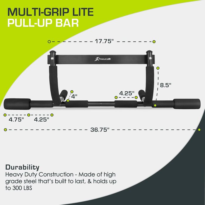 Турнік ProsourceFit Multi-Grip Lite для дверей і стіни, складаний, для підтягувань