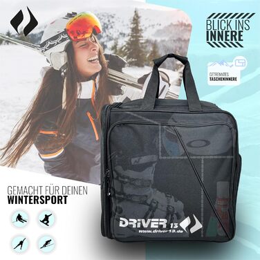 Рюкзак для лижних черевиків Driver13 з відділенням для шолома. Підходить для лиж, сноуборду, роликів та чоботів. Оригінальний рюкзак з 2007 року, чорний.