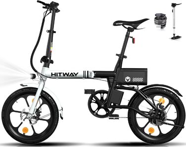 Електровелосипед складаний HITWAY 250W, 16 дюймів, Li-Ion акумулятор, пробіг 25-60 км, швидкість до 25 км/год