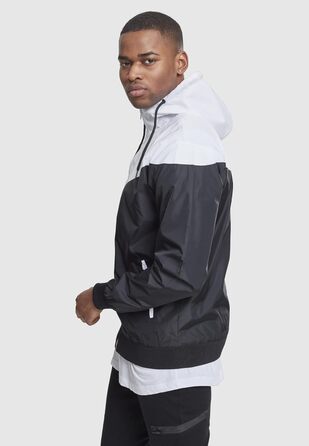 Чоловіча вітрівка Urban Classics Arrow Windrunner з капюшоном, демісезонна куртка з кольоровими блоками, 3XL, чорно-біла
