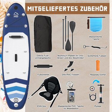Надувний SUP Борд JUMMICO 330x80x15 см - 2-в-1 з каяком, веслом та аксесуарами (до 160 кг), для серфінгу, риболовлі, йоги, зелений/темно-синій
