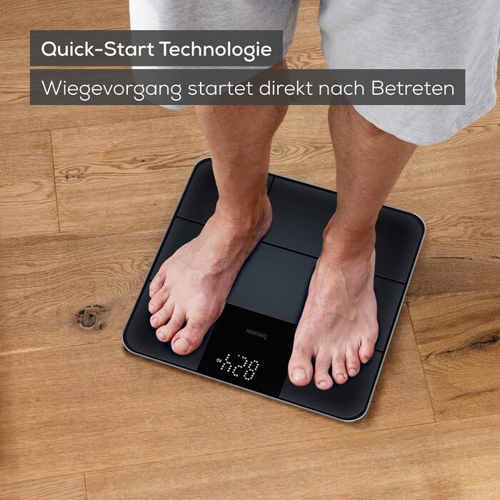 Електронні ваги Beurer GS 235 з Magic-дисплеєм, чорні. Антиковзне покриття, автовимкнення