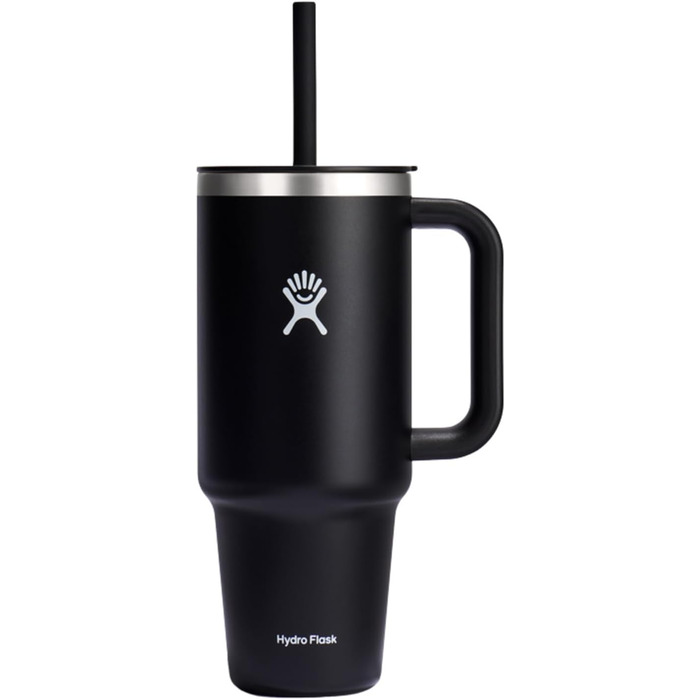 Термочашка HYDRO FLASK 1180 мл з кришкою та соломинкою, вакуумна, нержавіюча сталь, чорна