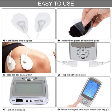 Пристрій TENS для зняття болю: EMS масажер з 2 каналами та 16 програмами для спини, шиї та плечей