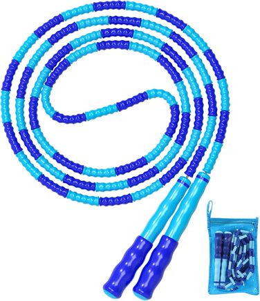 Стрибкове канат Leeboom: регульована довжина, без спутанності, сегментований, з м'якими кульками. Підходить для дітей, чоловіків та жінок. Для схуднення, 2,5 м