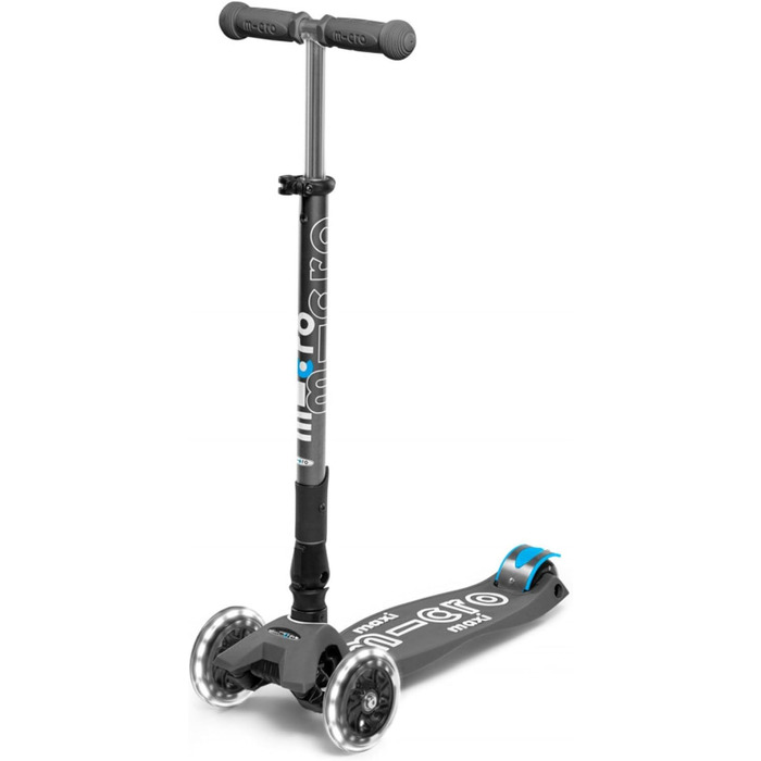 Дитячий самокат Micro Kickboard Maxi Deluxe, складаний, 3 колеса, LED підсвітка, швейцарський дизайн, для дітей 5-12 років, сірий