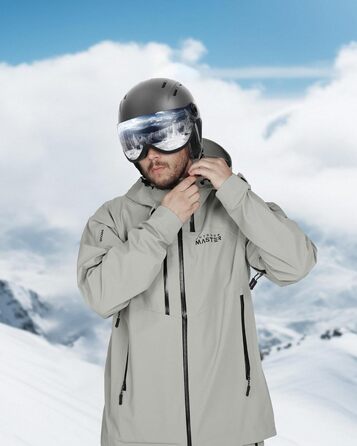 Шолом для сноубордингу та лиж OutdoorMaster з маскою, захисний EPS-піна, 14 вентиляційних отворів, сірий матовий, M