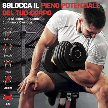 Регульовані гантелі Yaheetech, 15 рівнів, сталь, 2.5 - 24 кг, швидке налаштування, подвійне блокування, неслизькі, для тренажерного залу, дому, офісу