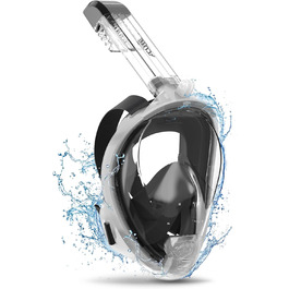 Маска для снорклінгу ACURE SN04, повна маска з кріпленням для камери, подвійне антизапітніння, безпечна для дорослих та підлітків (чорний/білий, S/M)