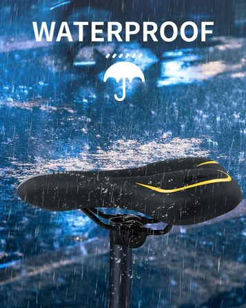 Велосипедне сідло MSDADA Gel MTB: зручне, ергономічне, водонепроникне для MTB, BMX, шосе, міських велосипедів (чорний/жовтий)