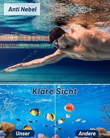 Окуляри для плавання Zerhunt для чоловіків, жінок, дітей. Антизапітніння та захист від УФ. Окуляри для дайвінгу та водного спорту. Подарунок для чоловіків, жінок, дівчаток та хлопчиків 10+. Чорний/сріблястий колір.