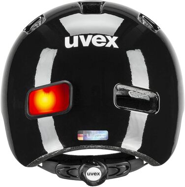 Дитячий велосипедний шолом Uvex HLMT 4 Reflexx, легкий, з LED-підсвіткою, індивідуальне регулювання розміру, 55-58 см, чорний