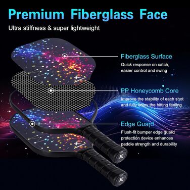Набір для піклболу: ракетки та лопатки з фібергласовою поверхнею (WB03-4STARLIT SKY)