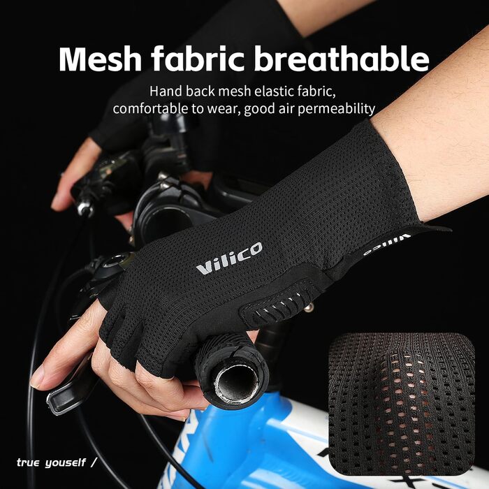 Професійні велосипедні рукавички – дихаючі, амортизуючі, з силіконовими вставками на долонях для катання, альпінізму та активного відпочинку. Чорний, розмір L