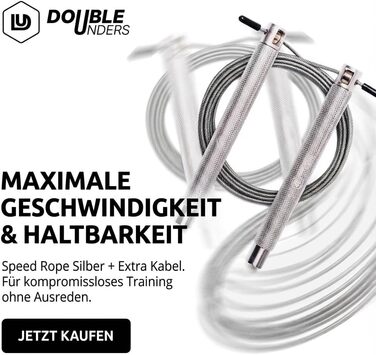 Стрибкове канат Springseil Speed Rope: регульований, для CrossFit, боксу, фітнесу, металеві ручки (срібний)