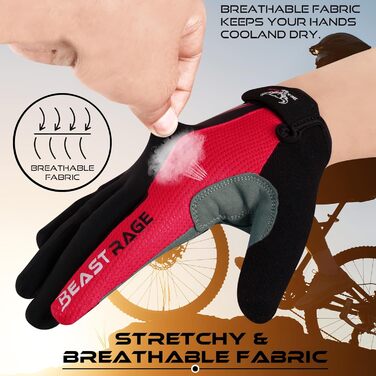 Велосипедні рукавички BEAT RAGE з напівпальцями для чоловіків та жінок, гелеві, протиковзкі, амортизуючі, для важкої атлетики, фітнес-студії, дихаючі, для гірського велосипеда (MTB), (XL, Червоний)