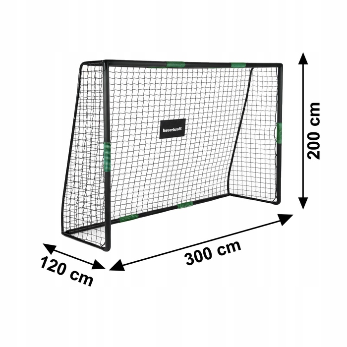 Велика тренувальна футбольна брама з сіткою, 300x200x120 см