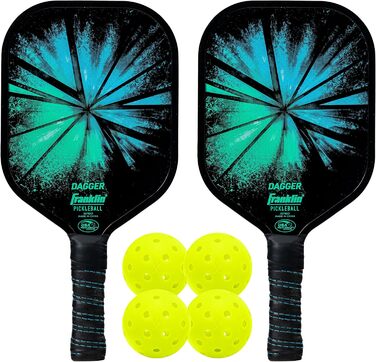 Набір для піклболу Franklin Sports: 2 ракетки Dolch зі скловолокна та 4 м’ячі X-40, сертифікований USAPA, для 2 гравців