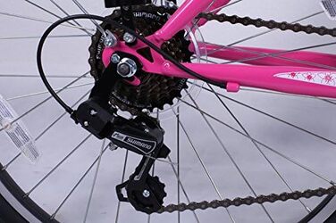 Дівчача дитяча велосипед 24 дюйми, 21 передача Shimano, освітлення згідно з Правилами дорожнього руху, рожевий, подвійний фрейм