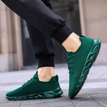 Чоловічі кросівки для ходьби, бігу та занять спортом. Легкі, дихаючі, для залу та вулиці. Модель 46 EU, темно-зелені