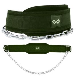 Пояс для важкої атлетики з ланцюгом, для підтягувань, тренажерного залу, пауерліфтингу, присідань, бодібілдингу, тренувань, зручна підтримка, військовий зелений