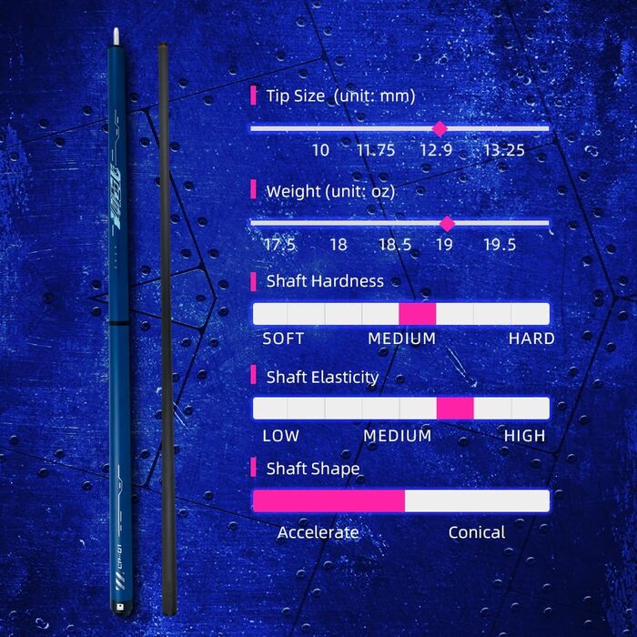 Little Monster Karbonfaser Break & Jump Queue - 3-частини, 553 г, 12.9 мм, з чохлом (небесно-блакитний)