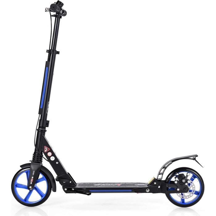 Tretroller GOPLUS Roller Kinder 8 років, City Roller для дітей та дорослих, вантажопідйомність 100 кг, регульована висота, складний, з гальмом та ременем (Блакитний)