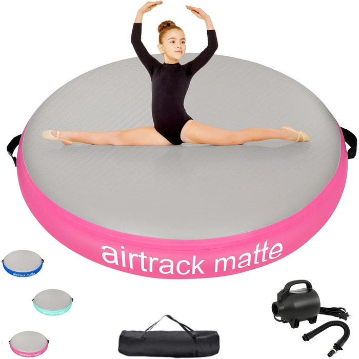 Airtrack Airspot надувний мат для гімнастики 140x20 см, рожевий - тренувальний мат для акробатики