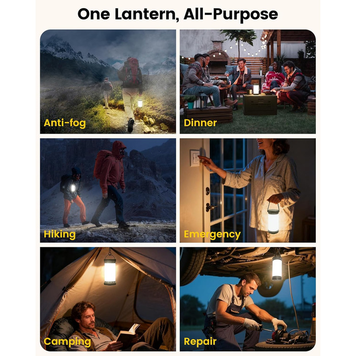 Glocusent Ліхтар для кемпінгу та намету: 1500 люмен, 135 LED, 200 годин роботи, акумулятор 5000 mAh, 3 кольори та 5 рівнів яскравості, SOS, перезаряджувана кемпінгова лампа для відключень електроенергії, туризму та надзвичайних ситуацій