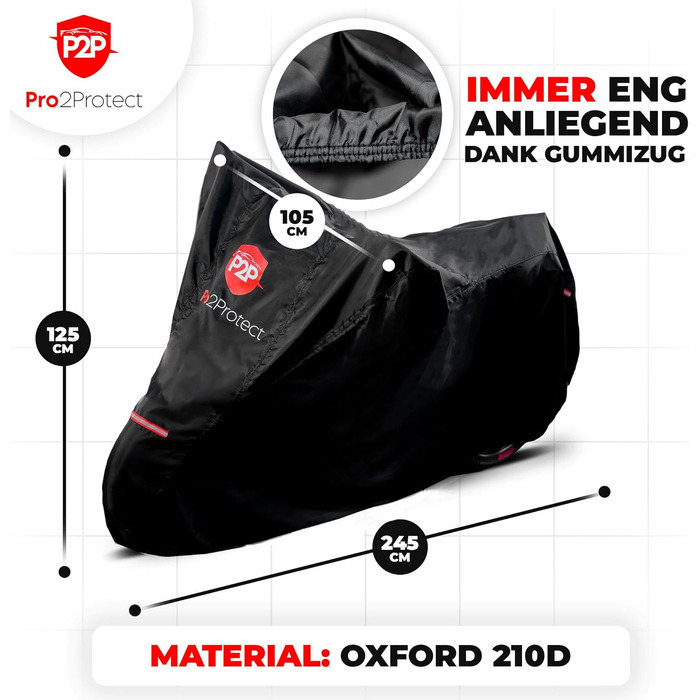 Водонепроникна накривка для мотоцикла Pro2Protect: захист від негоди, для мопедів, ролерів, Vespa, моторолерів