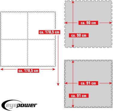 Професійний фітнес-мат 2 см, 4 шт. 90x90 см – підлоговий захист для тренажерів, гантелей, кардіообладнання, силових станцій