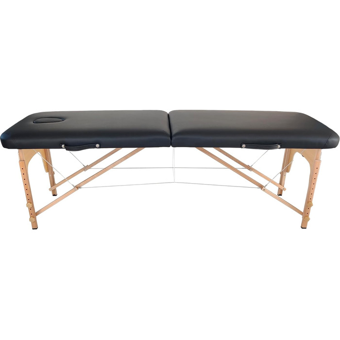 Мобільний масажний стіл 2 зони Basic 185x60 см, складаний, 11,8 кг, косметологічна кушетка, чорний
