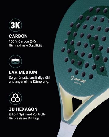Ракетка для падел Q Padel C300 360g (3K Carbon) – для контролю, легка, унісекс